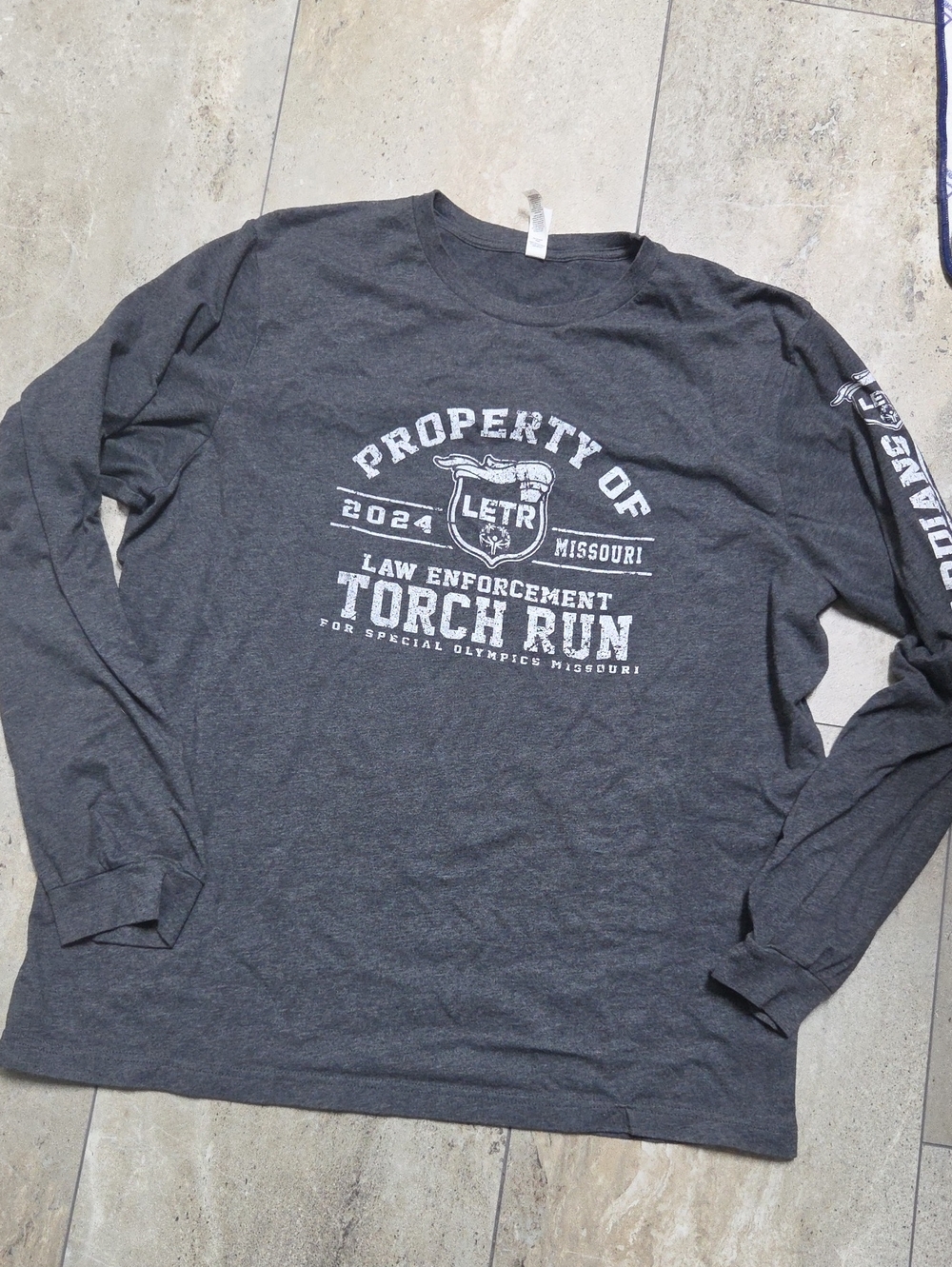 - Bella+Canvas Dark Gray Law Enforcement Torch Run 2024 Long Sleeve Tee